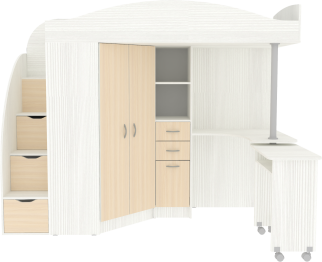 Кровать чердак Юниор 4, Белое Дерево