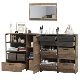 Навесное зеркало в прихожую Трувор с обувницами и комодом-тумбой