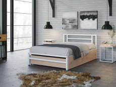 Кровати 120 см, Односпальная кровать Титан 120 ящики дуб молочный