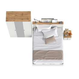 Гарнитур спальный из шкафа с зеркалом с кроватью Остин 11.53 с ортопедом и прикроватной тумбочки