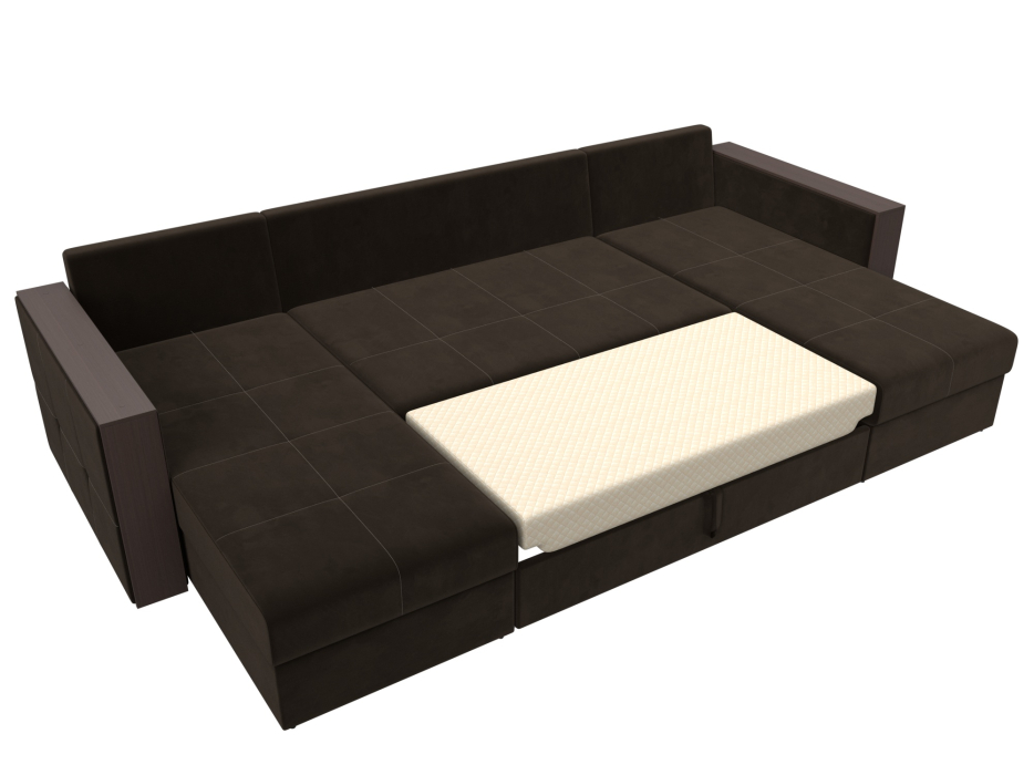 Диваны с ящиком для белья, П-образный диван Валенсия, микровельвет