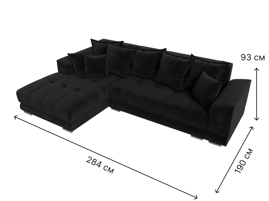 Диваны угловые в гостиную, Угловой диван НордСтар левый угол, велюр