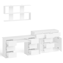 Комод-тумба Мори МК1200.4 с открытой верхней полкой и стол компьютерный МС-2