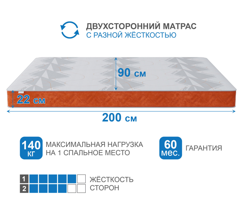 900 x 2000, Матрас Тропикана-Агама в чехле Warmer 900х2000