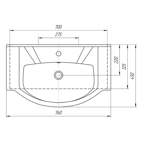 Раковины для ванных комнат, Умывальник Элеганс-75 меб с/отв. (Kirovit)