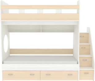 Двухъярусная кровать Юниор 1 80x190, Белое Дерево