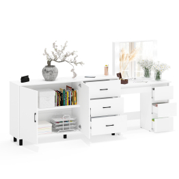 Косметический столик Сура с зеркалом и подсветкой и с тумбой-комодом 123-1604