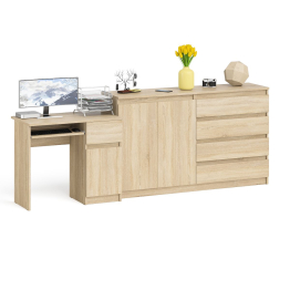 Комод-тумба ящики и дверки Мори 1600 и стол компьютерный МС-1 правый