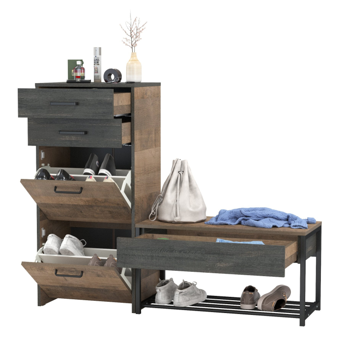 Прихожие, Высокая тумба для обуви с обувницей с сиденьем Трувор