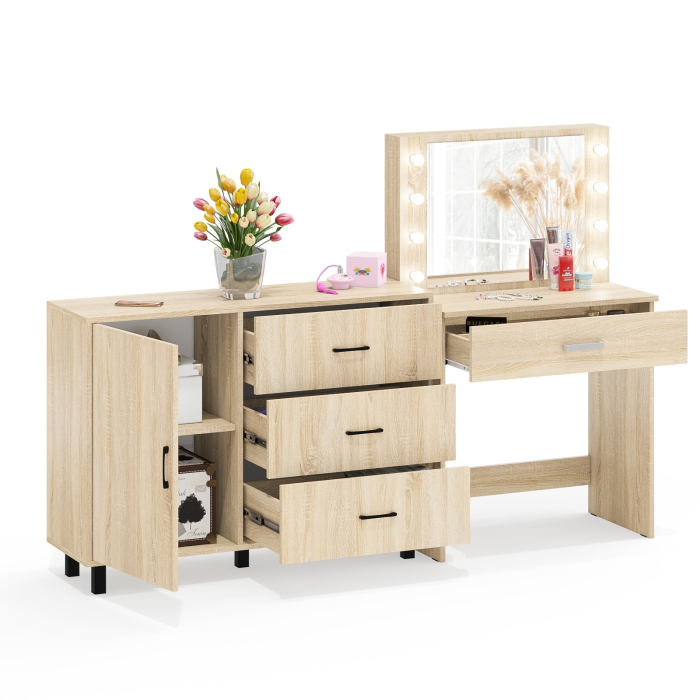Туалетные столики, Косметический стол с подсветкой и выдвижным ящиком СТ-4 и комод 122-1204