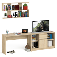 Прямые компьютерные столы, Тумба большая с дверками и нишами с письменным столом Мори и верхней полкой на 1200