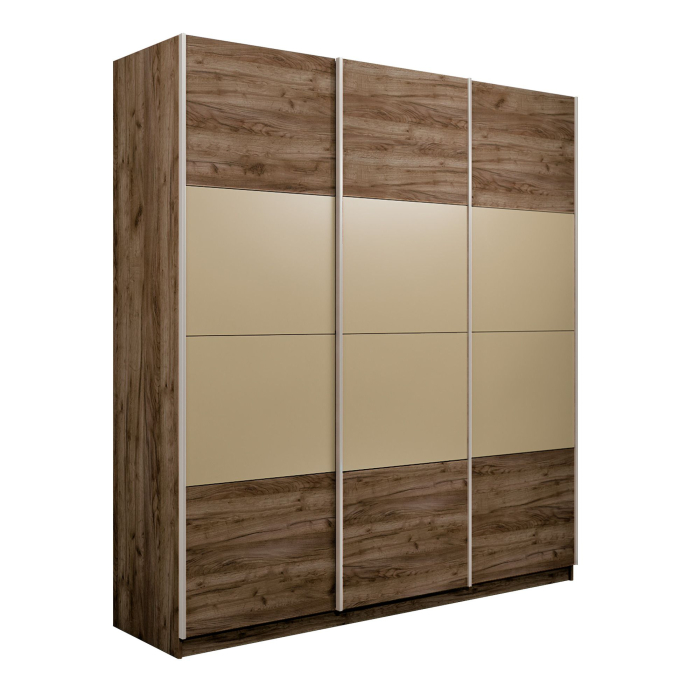 Шкафы-купе 3-х дверные, Шкаф-купе Эста 3-х дверный ДСП/Стекла фисташка/Доводчик 270х66х240