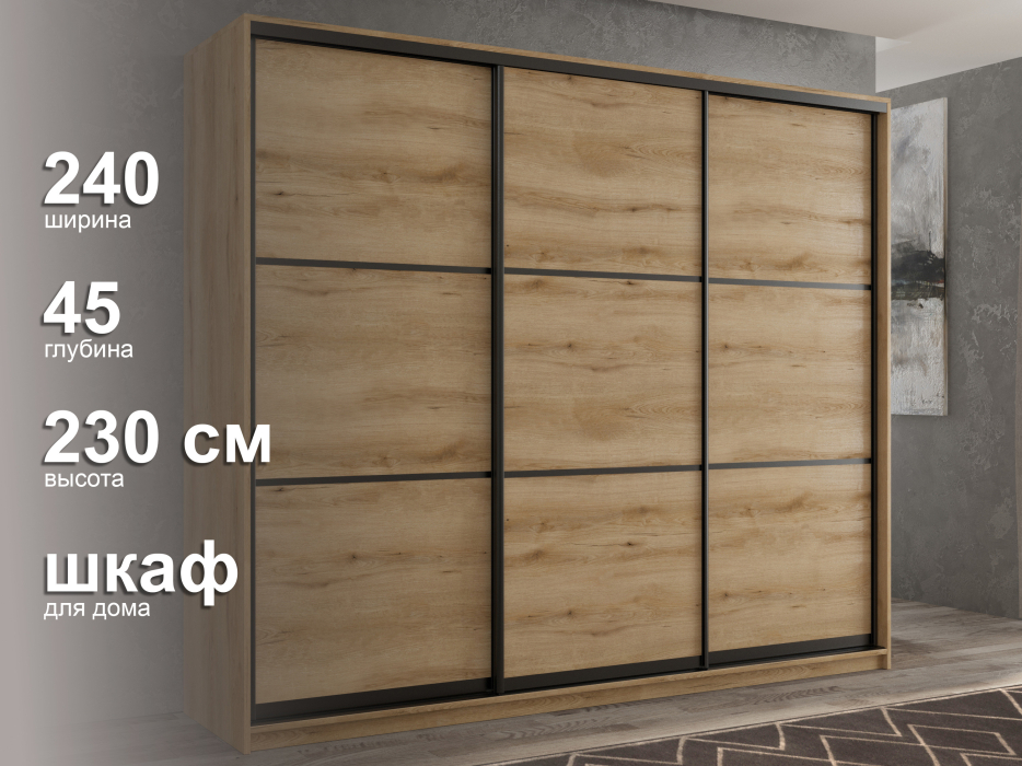 Шкафы-купе 3-х дверные, Шкаф-купе 3х дверный Кааппи 4 240х45