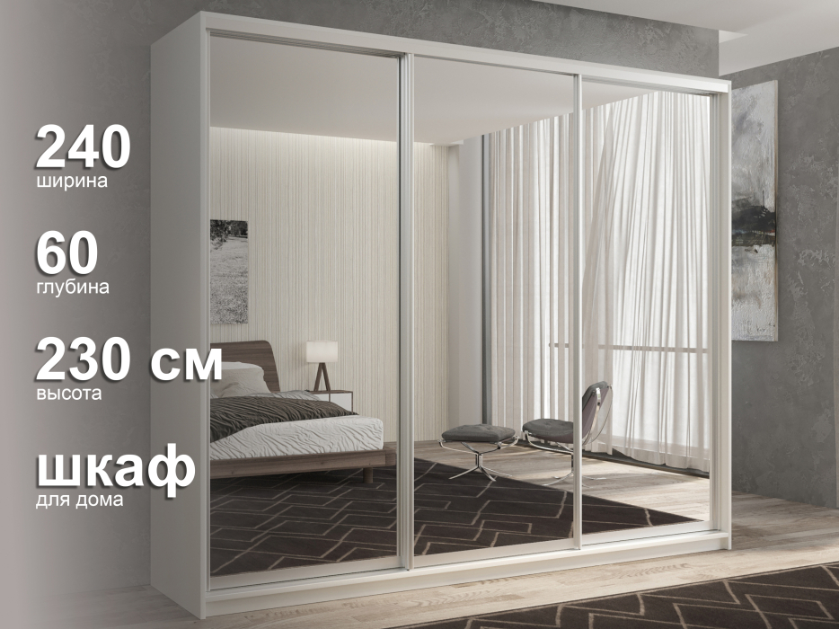 Шкафы-купе 3-х дверные, Шкаф-купе 3х дверный Кааппи 1 240х60