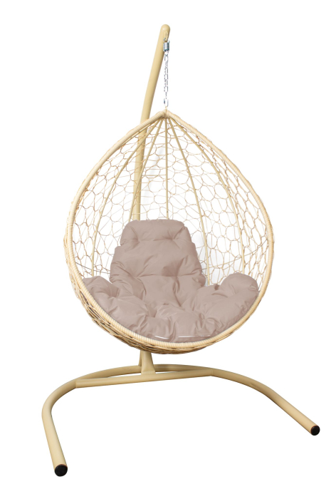 Подвесные кресла, Подвесное кресло КАПЛЯ с ротангом бежевое