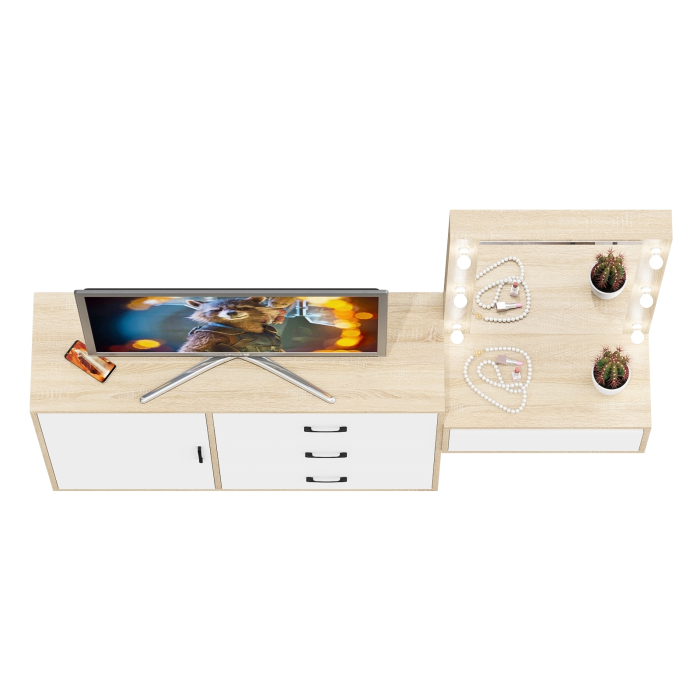 Туалетные столики, Комод с дверками и ящиками 122-1204 и косметический столик навесной с подсветкой