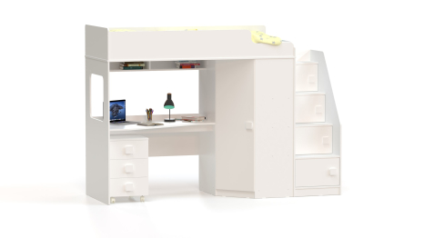 Кровать-чердак с угловым шкафом и столешницей Ridgimmi 11.1