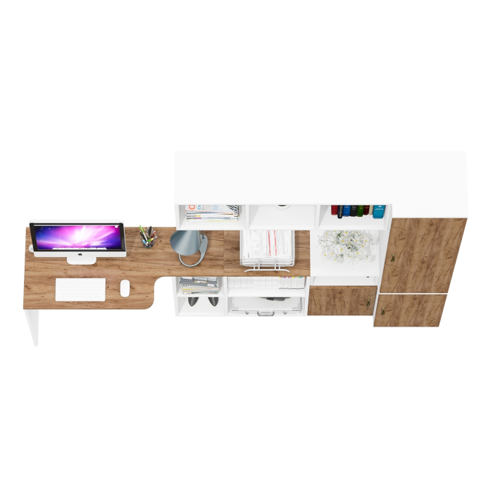 Домашние кабинеты, Место для работы и учёбы Лидер-8 из стола с  полкой и тумбы с пеналом МД 21Б