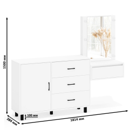 Комод с дверками и ящиками 122-1204 и косметический столик навесной с подсветкой