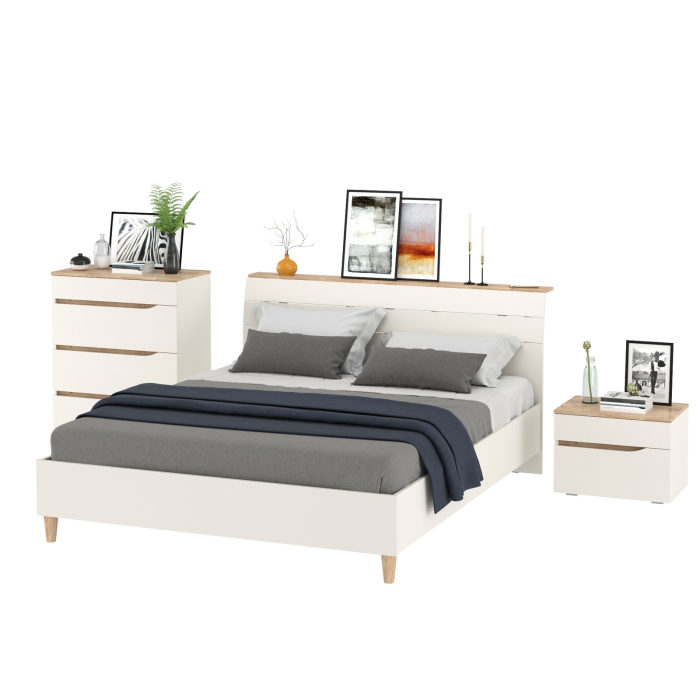 Спальные гарнитуры, Мебель для спальни Муссон: кровать 1600, основание, тумбочка и комод 4-ре ящика