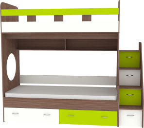 Двухъярусная кровать Юниор 1 80x190, Бодего Темный