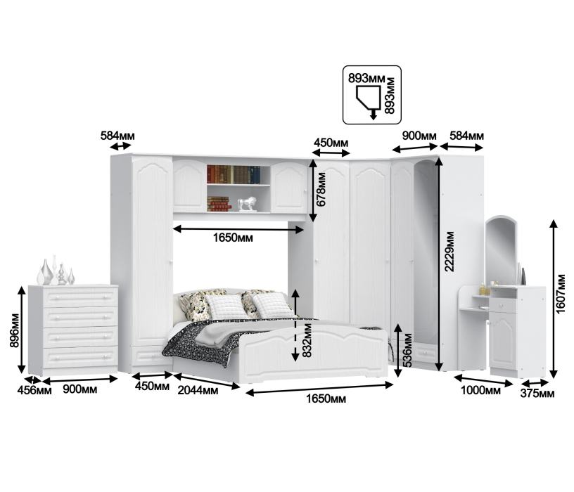 Спальные гарнитуры, Амалия набор с туалетным столиком