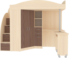Кровати-чердаки, Кровать чердак Юниор 4, Дуб Молочный