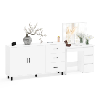 С зеркалом, Косметический столик Сура с зеркалом и подсветкой и с тумбой-комодом 123-1604