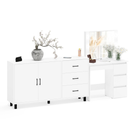 Косметический столик Сура с зеркалом и подсветкой и с тумбой-комодом 123-1604