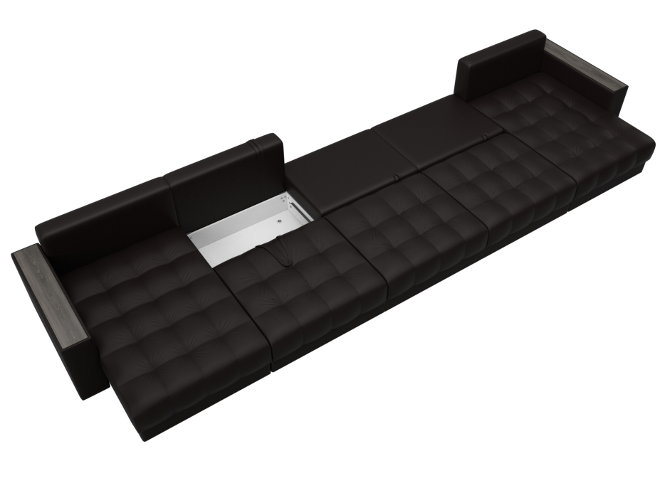 Диваны еврокнижки, Диван П-образный с декором Лига-049 НПБ Мегалонг, экокожа GRIFON