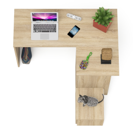 Угловой компьютерный стол Мори МС-16 правый с тумбой ТМП400