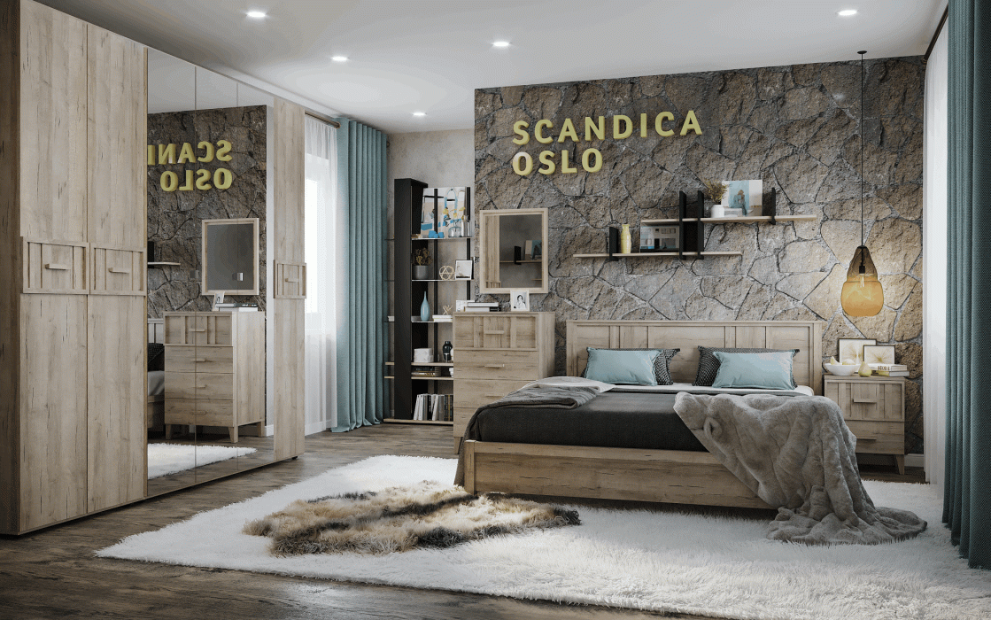 Шкафы с зеркалом, Спальня Scandica Oslo (модуль 54) Шкаф для одежды 2-дв Зеркало