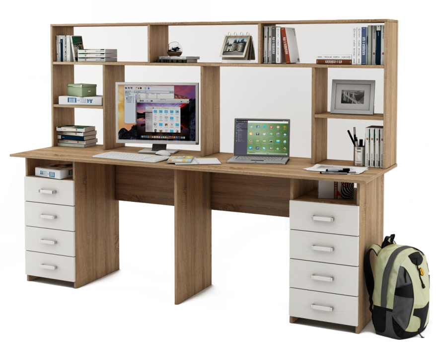 Прямые, Письменный стол Лайт-15 с надстройкой