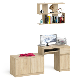 Стол компьютерный однотумбовый Мори МС-1 правый с верхней полкой 900 и тумбой