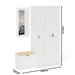 Шкаф с пеналом-500 и обувницей с сиденьем П-6 фрезеровка прованс