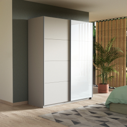 Шкаф-купе Прайм 2х дверный ДСП/Белый Глянец 140х57х230