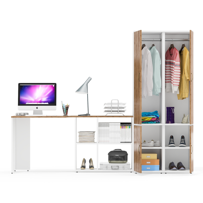 Домашние кабинеты, Два узких бельевых шкафа Лидер-8 и столик-трансформер