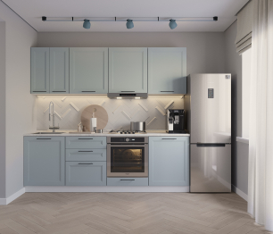 Кухонный гарнитур встроенный дух.шкаф Регина Белый/МДФ Modern Серый 2,4 м