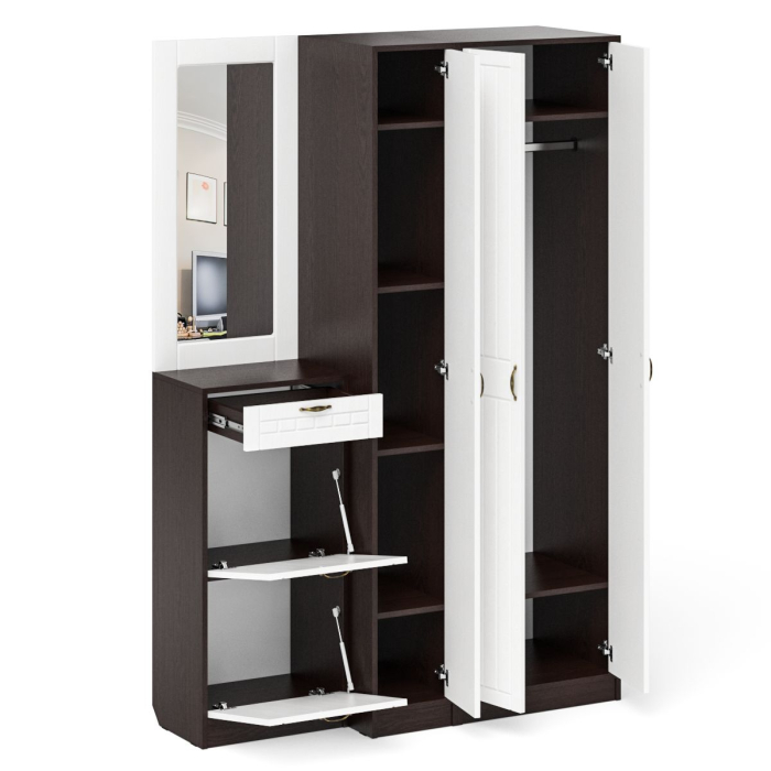 Прихожие, Модульная прихожая с зеркалом П-6-500 № 49 фрезеровка прованс