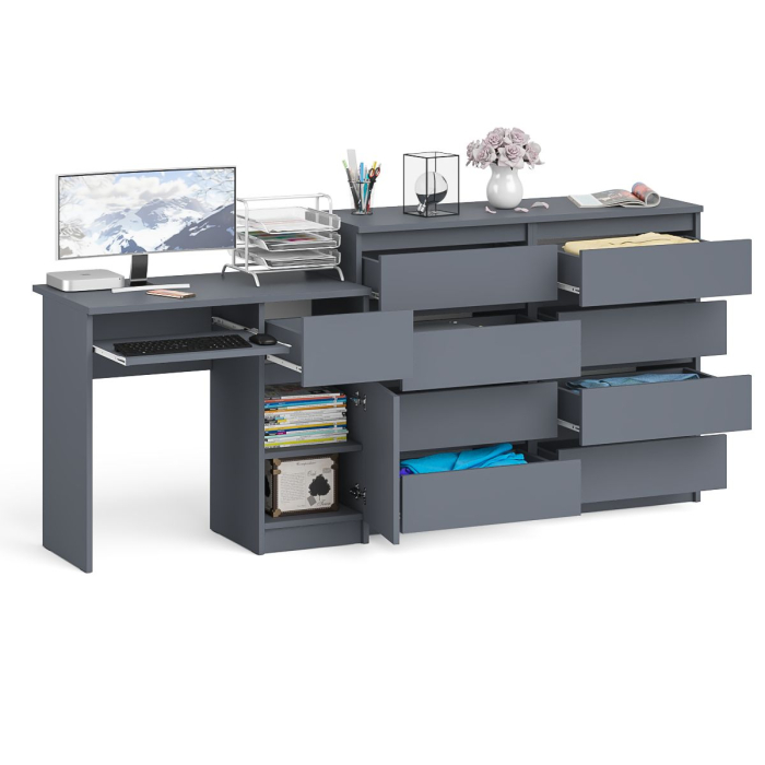 Компьютерные столы, Комод 8-мь ящиков Мори МК1200 и правый компьютерный стол Мори МС-1