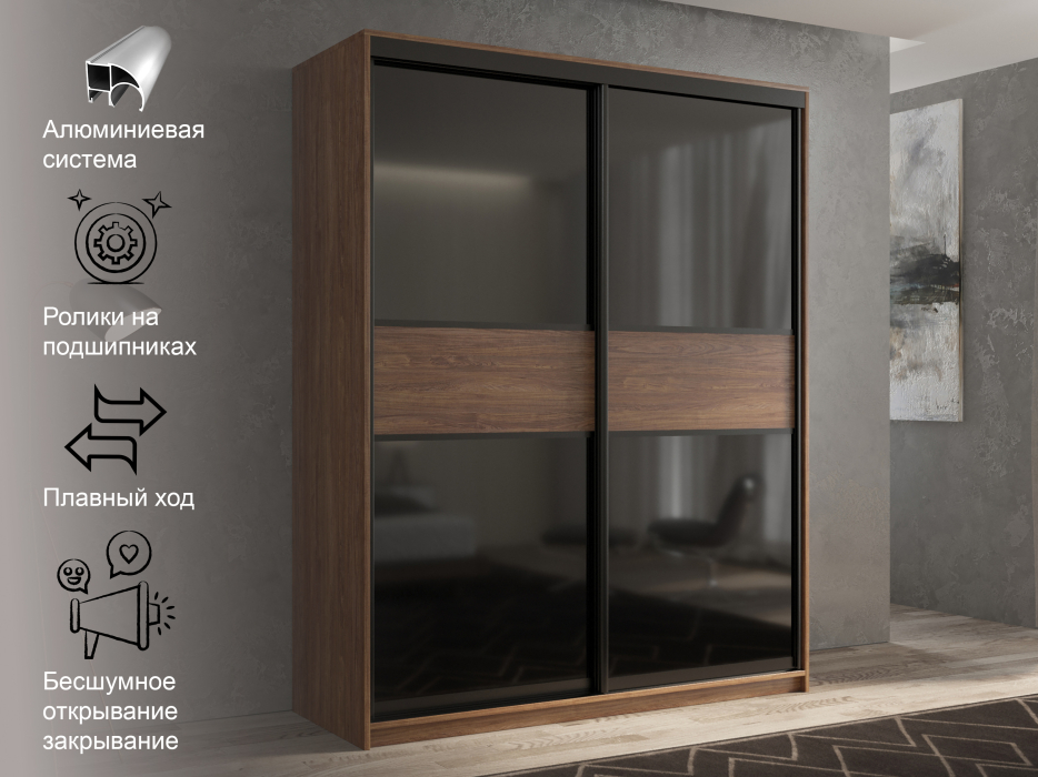 Шкафы-купе 2-х дверные, Шкаф-купе 2х дверный Кааппи 12 120х60