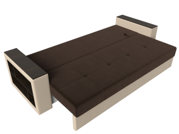 Диван прямой Дубай Лайт полки слева, микровельвет/экокожа