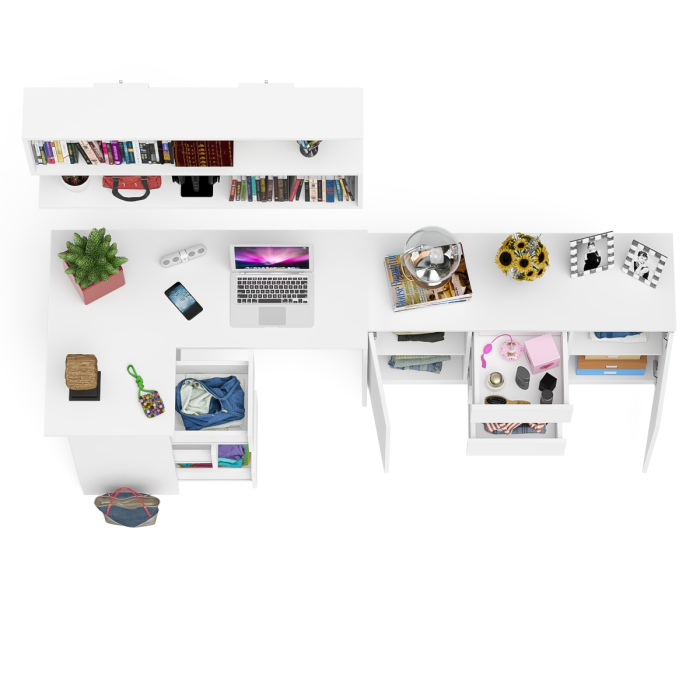 Домашние кабинеты, Угловой компьютерный стол Мори МС-16 левый с верхней полкой и тумбой-комодом 1200-3