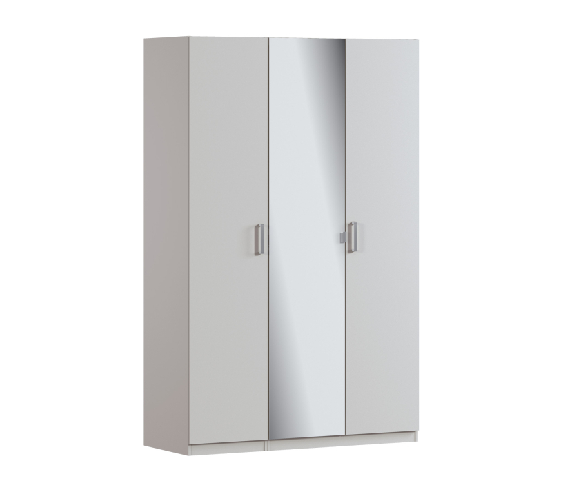 Шкафы распашные, Шкаф 3-х дверный с зеркалом МАКС Серый перламутровый