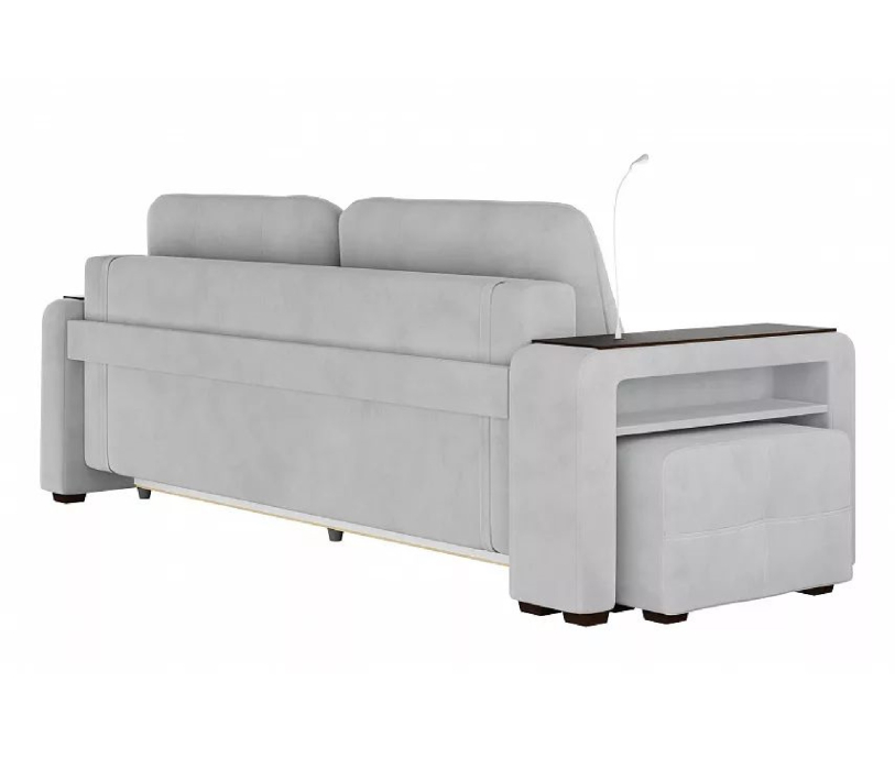 Диваны с ящиком для белья, Диван-кровать прямой Smart 4 пуф слева Велюр