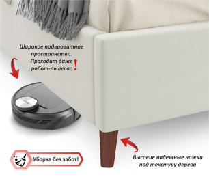 Мягкая кровать Betsi 1600 с подъемным механизмом и матрасом PROMO B COCOS