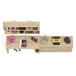 Мори стол письменный 1200.1 с полкой 1200 и широким комодом