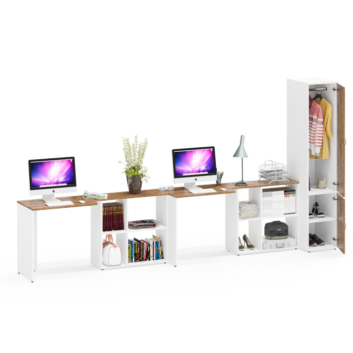 Домашние кабинеты, Офис домашний для двоих Лидер-8 из столов-трансформеров и платяного пенала МД 23Б