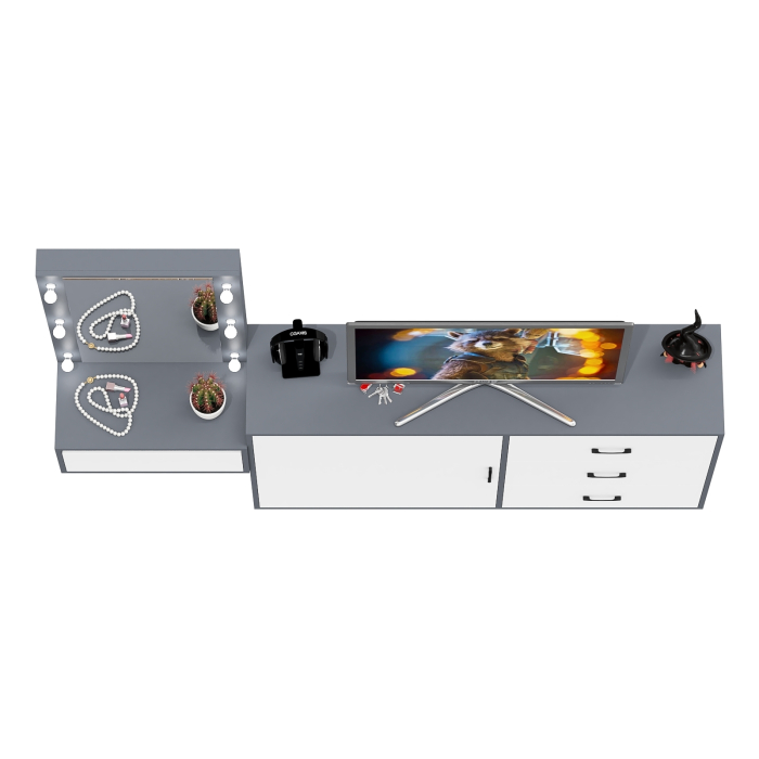 Туалетные столики, Стол косметический навесной с подсветкой и комод 122-1504