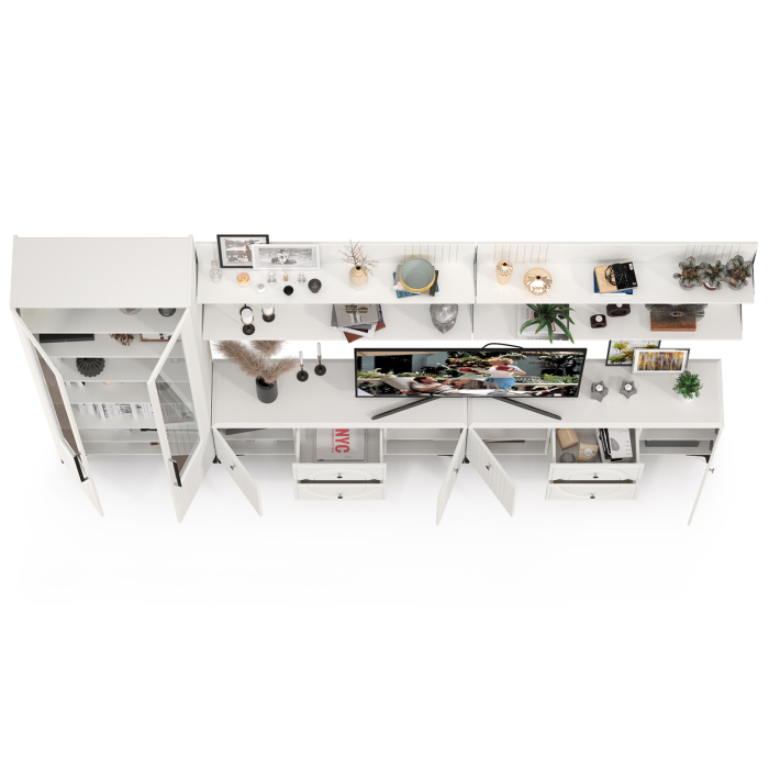 Стенки для гостиной, Сервант для гостиной Валенсия № 84 с двумя ТВ-тумбами и четыре полки